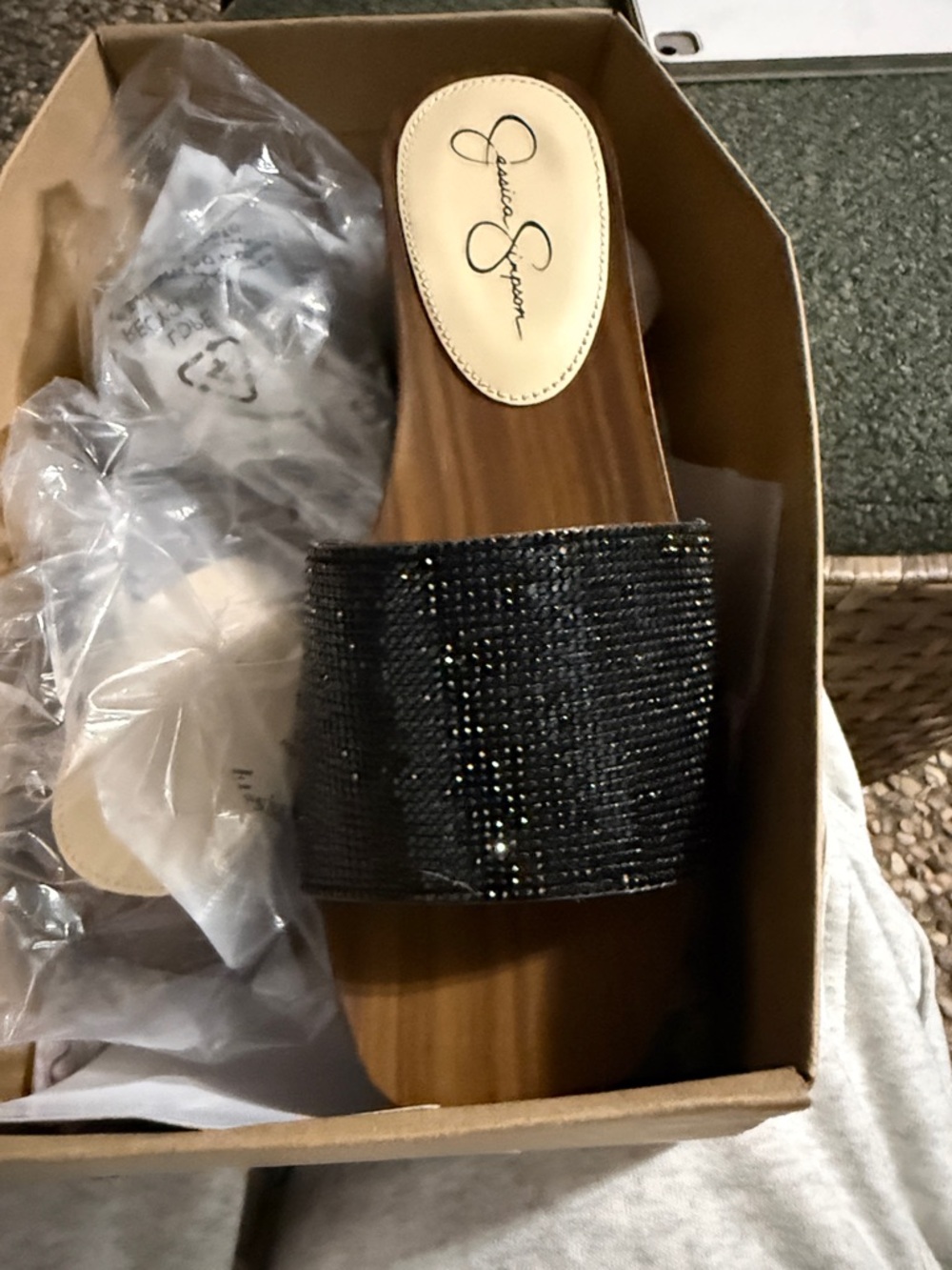 Jessica Simpson Black Beaded Slide Sandal
